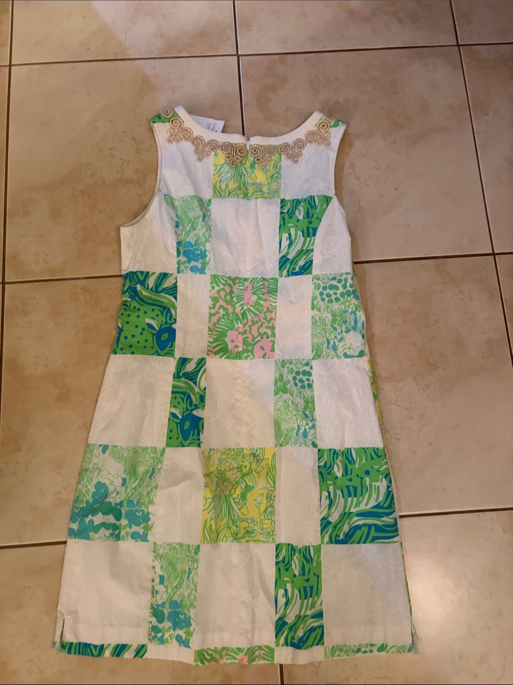 Lilly Pulitzer White Green Pink Patchwork Mini Dress - Picture 4 of 4